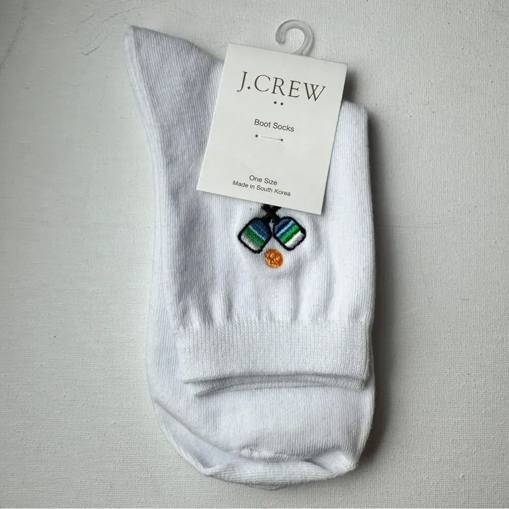 J.Crew Women's Pickleball White Graphic Crew Style Socks  NWT